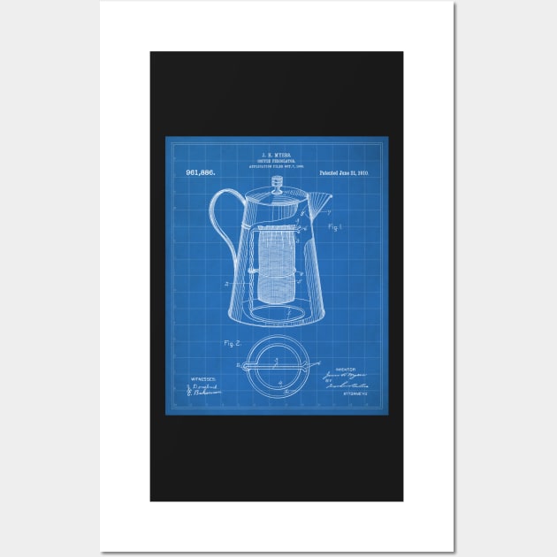 Coffee Percolator Patent - Coffee Shop Art - Blueprint Wall Art by patentpress